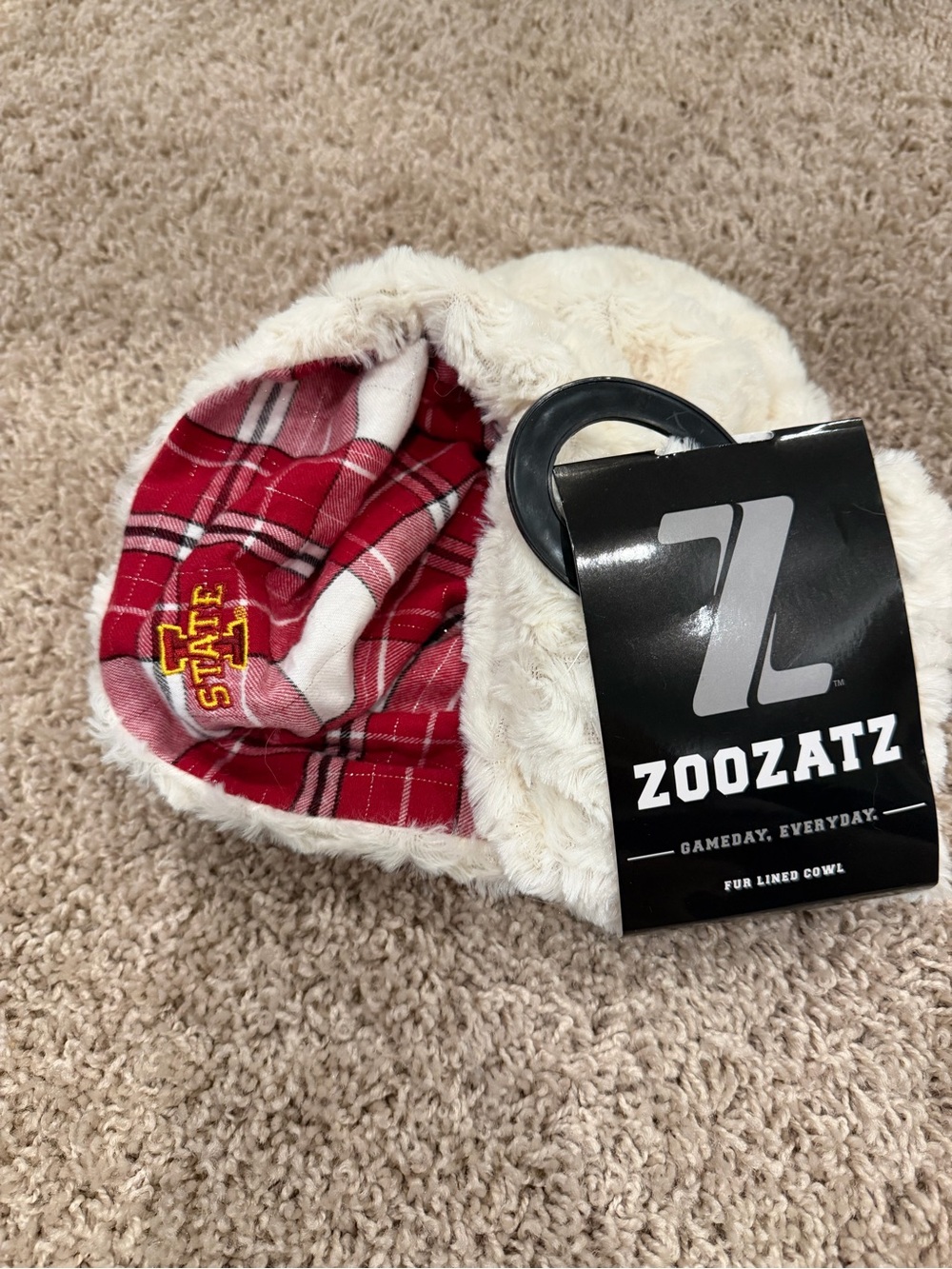 NEW With Tags Zoozatz Iowa State University Cowl Neck Game Day Neck Warm Sherpa